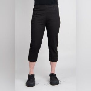 NWT Rundholz Black Cotton capri layering cropped pull on pant lagenlook L